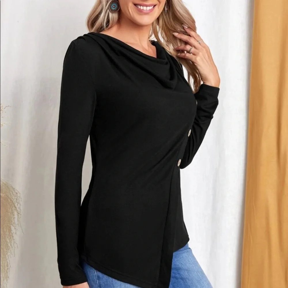 Boho black button detail blouse - Picture 14 of 14